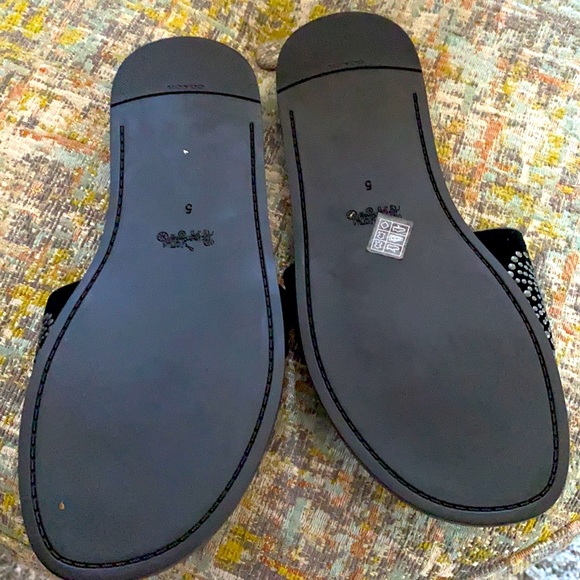 Black suede with flowers Coach slides - Picture 4 of 5